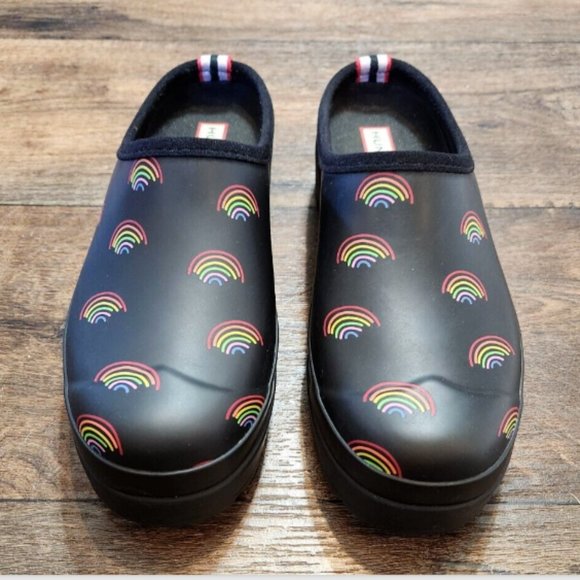 Hunter Original Waterproof Play Mini Rainbow Print Clogs - Picture 4 of 14